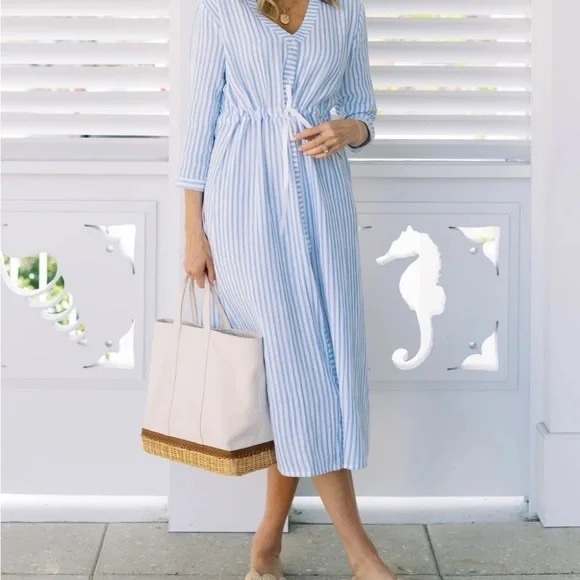 Alice Walk Cotton Gauze Maxi Striped Dress S - Picture 13 of 13